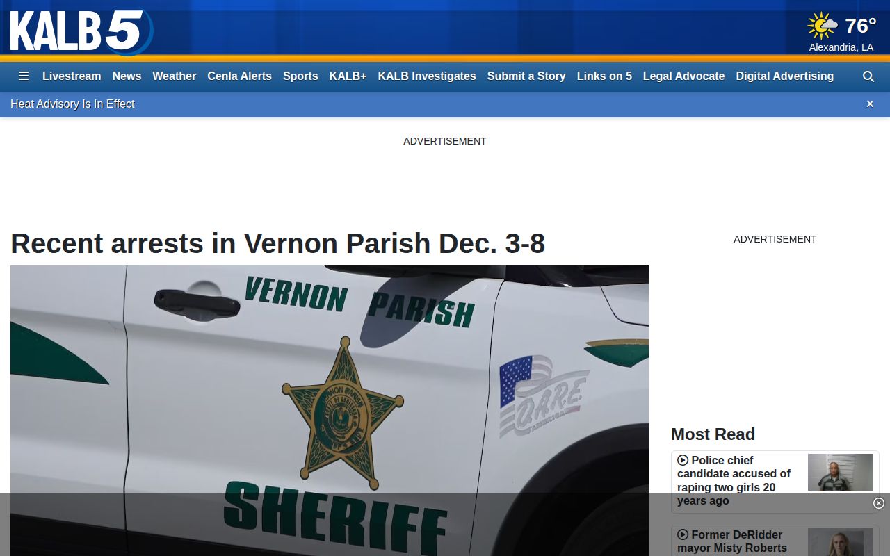 KALB Vernon Parish multi-day arrest report