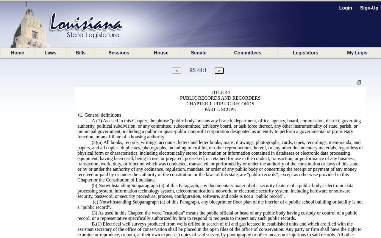 Louisiana public records law for Vernon Parish arrest photographs capture